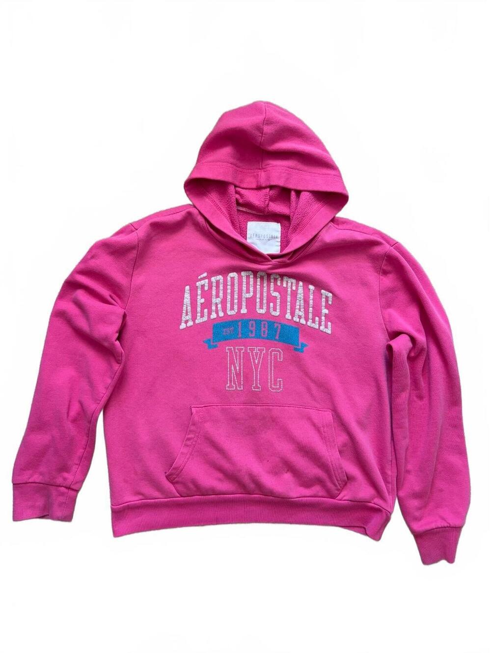 Aéropostale Hoodie Women’s XL Pink Pullover Logo NYC Fleece Lined